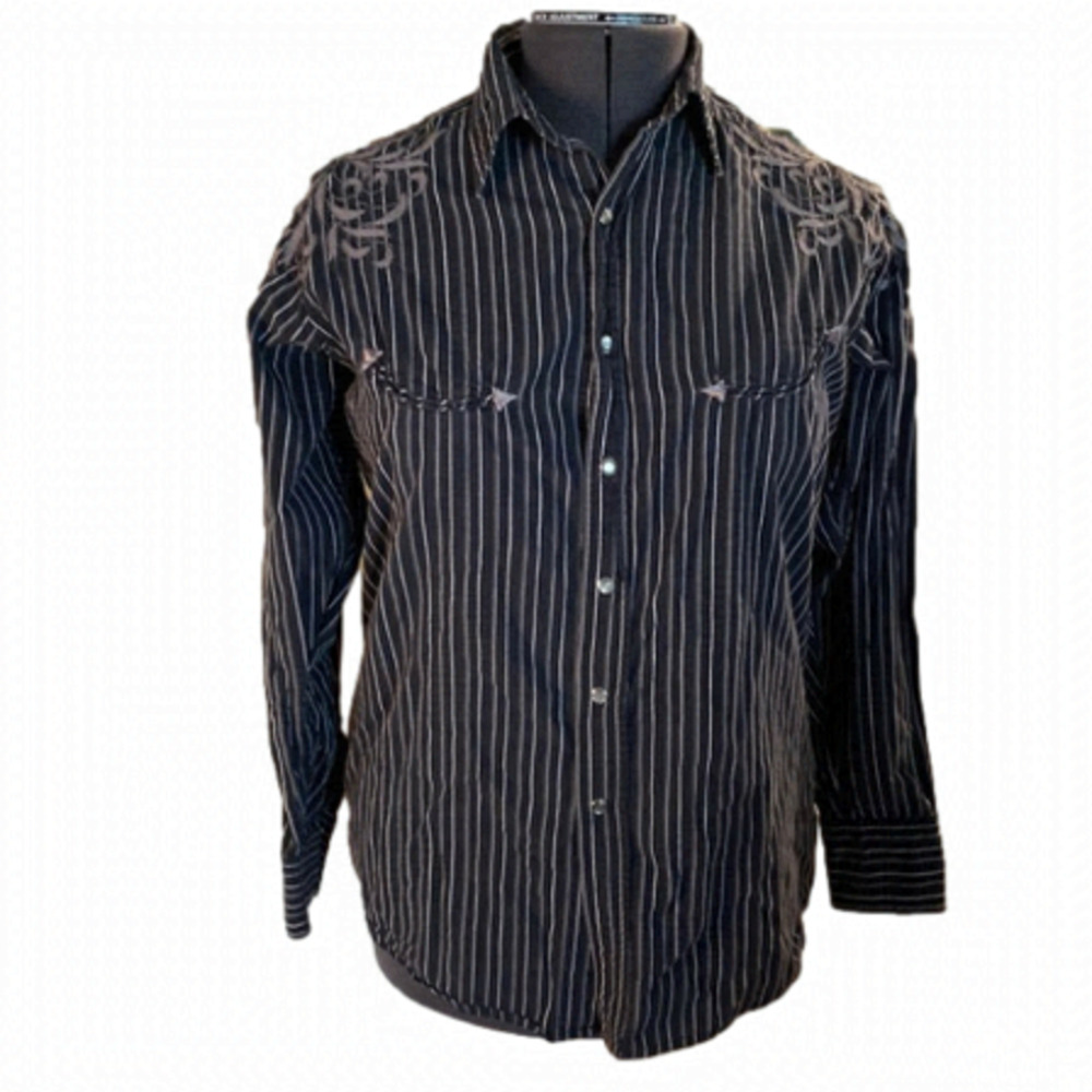 BROOKS &  Dunn Collection Full Snap Long Sleeve Men’s Dress Shirt (Size Medium)